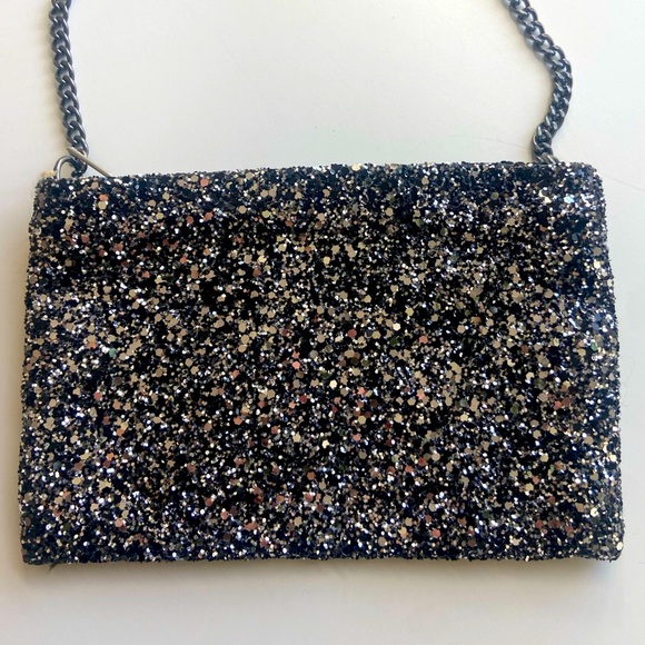 J. Crew ๐ค Sequin Crossbody Black Silver - Picture 4 of 8